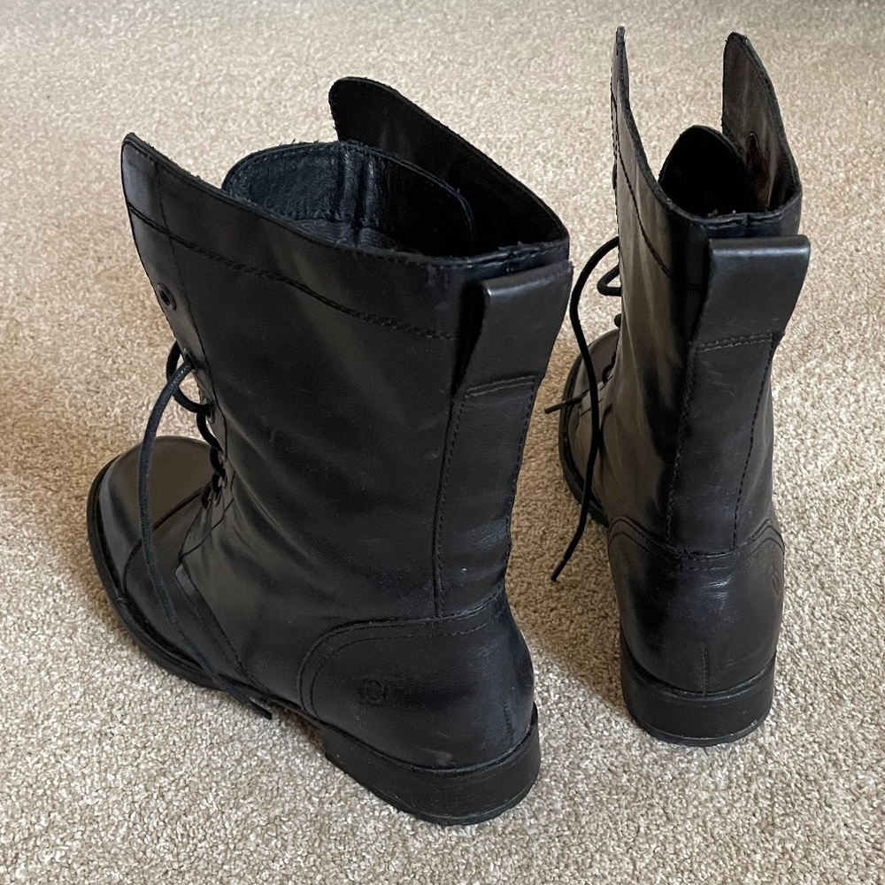 Born Black Leather Combat Boot 9.5 - Picture 3 of 6